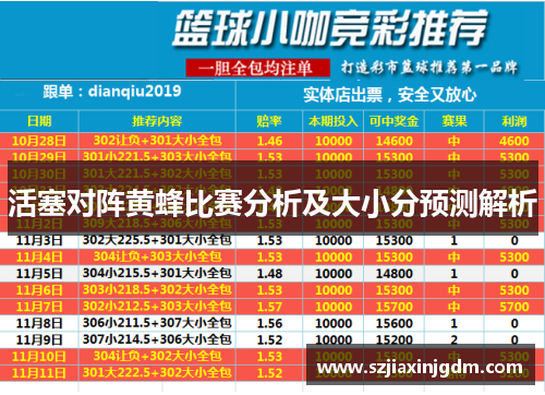 活塞对阵黄蜂比赛分析及大小分预测解析